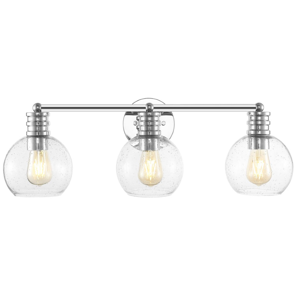 Safavieh SUNETTA, 3-Light Wall Sconce with Elegant Glass Shades - Modern Iron Fixture for Home Illumination Chrome SCN4127C