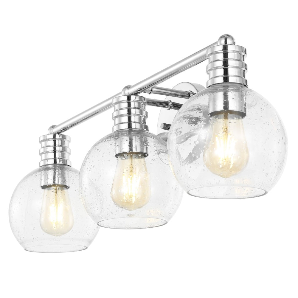 Safavieh SUNETTA, 3-Light Wall Sconce with Elegant Glass Shades - Modern Iron Fixture for Home Illumination Chrome SCN4127C