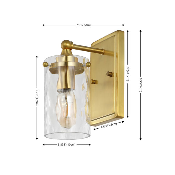 Safavieh JOBIE, Elegant 7-Inch Iron and Glass Sconce Set of 2 for Warm Ambient Lighting in Any Space Brass SCN4128A-SET2