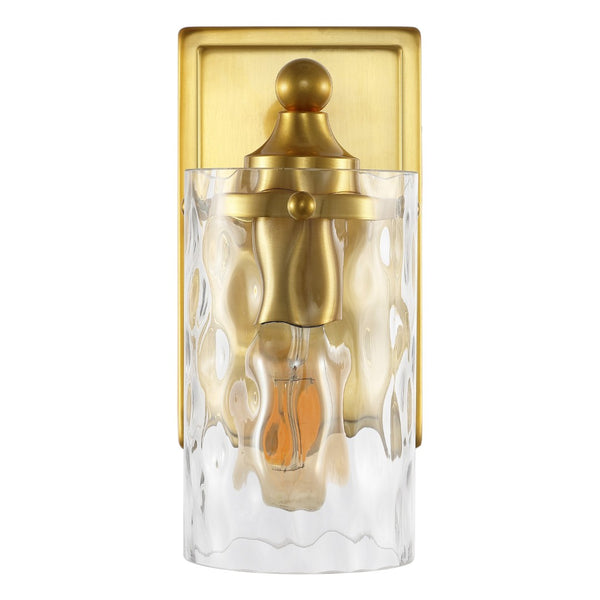 Safavieh JOBIE, Elegant 7-Inch Iron and Glass Sconce Set of 2 for Warm Ambient Lighting in Any Space Brass SCN4128A-SET2
