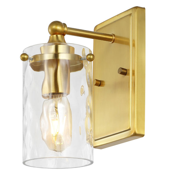 Safavieh JOBIE, Elegant 7-Inch Iron and Glass Sconce Set of 2 for Warm Ambient Lighting in Any Space Brass SCN4128A-SET2
