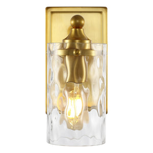 Safavieh JOBIE, Elegant 7-Inch Iron and Glass Sconce Set of 2 for Warm Ambient Lighting in Any Space Brass SCN4128A-SET2