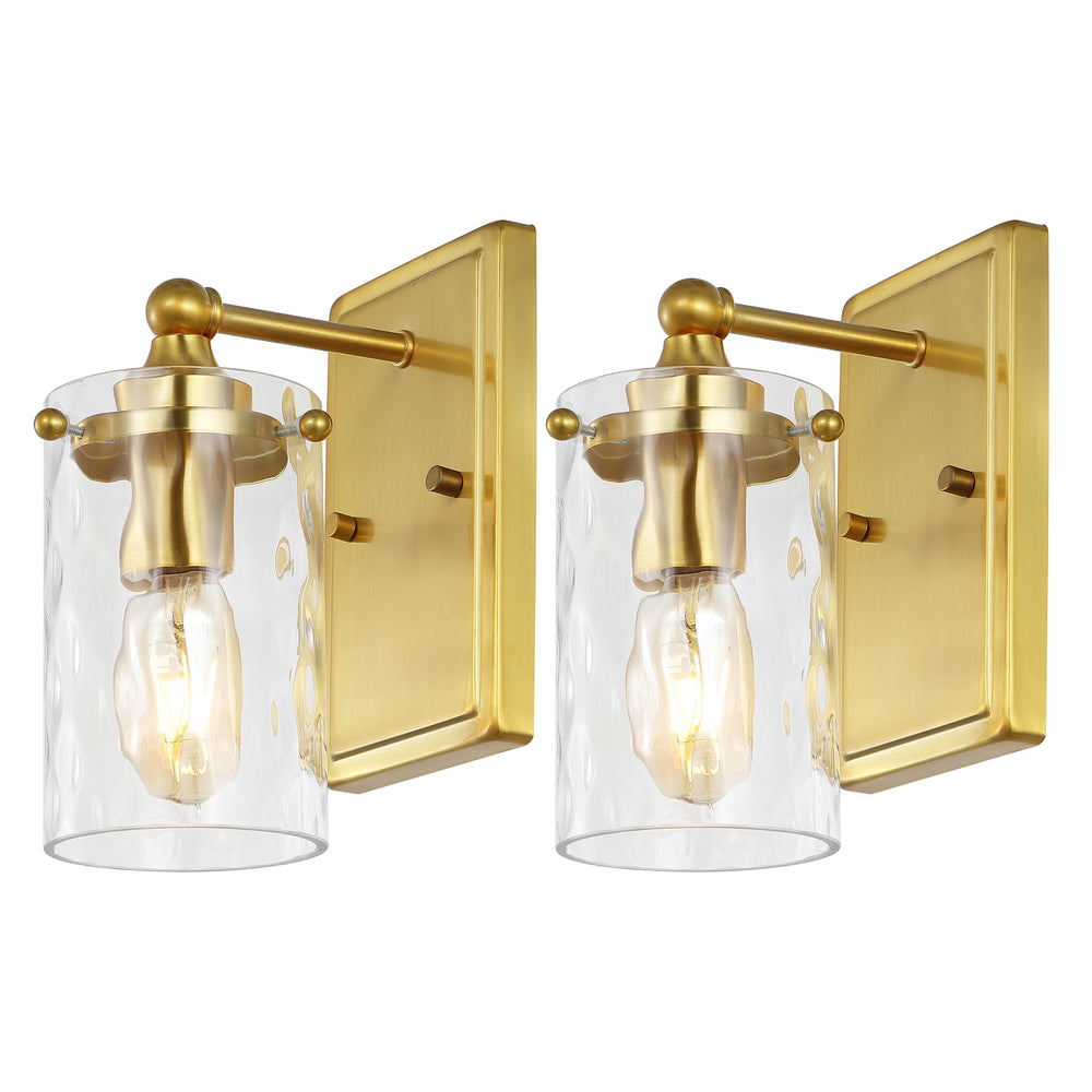 Safavieh Jobie, 7 Inch, Brass, Iron/Glass Sconce Set Of 2 - Set of 2 Black SCN4128A-SET2