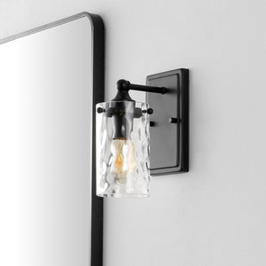Safavieh JOBIE, Elegant 7-Inch Iron and Glass Sconce Set of 2 for Warm Ambient Lighting in Any Space Black SCN4128B-SET2