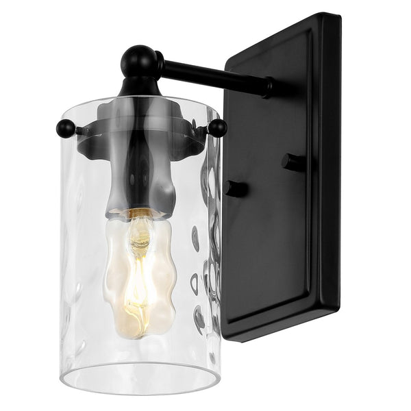 Safavieh JOBIE, Elegant 7-Inch Iron and Glass Sconce Set of 2 for Warm Ambient Lighting in Any Space Black SCN4128B-SET2