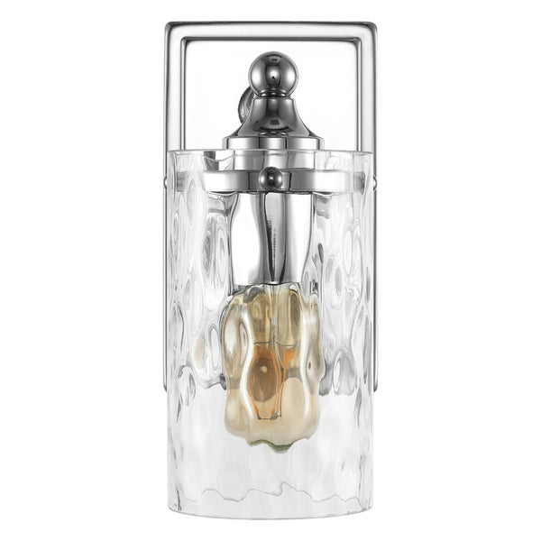 Safavieh JOBIE, Elegant 7-Inch Iron and Glass Sconce Set of 2 for Warm Ambient Lighting in Any Space Chrome SCN4128C-SET2