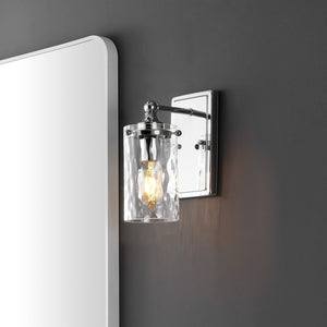 Safavieh JOBIE, Elegant 7-Inch Iron and Glass Sconce Set of 2 for Warm Ambient Lighting in Any Space Chrome SCN4128C-SET2