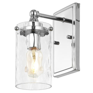 Safavieh JOBIE, Elegant 7-Inch Iron and Glass Sconce Set of 2 for Warm Ambient Lighting in Any Space Chrome SCN4128C-SET2