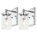 Safavieh Jobie, 7 Inch, Chrome, Iron/Glass Sconce Set Of 2 - Set of 2 Chrome SCN4128C-SET2