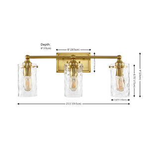Safavieh JOHARI, 3-Light Wall Sconce, 23.5-Inch Elegant Iron and Glass Design for Stylish Home Illumination Gold SCN4129A