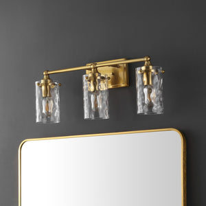 Safavieh JOHARI, 3-Light Wall Sconce, 23.5-Inch Elegant Iron and Glass Design for Stylish Home Illumination Gold SCN4129A