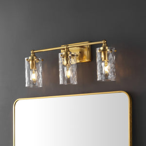 Safavieh JOHARI, 3-Light Wall Sconce, 23.5-Inch Elegant Iron and Glass Design for Stylish Home Illumination Gold SCN4129A