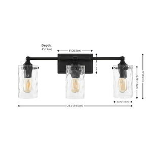 Safavieh JOHARI, 3-Light Wall Sconce, 23.5-Inch Elegant Iron and Glass Design for Stylish Home Illumination Black SCN4129B