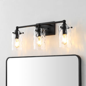 Safavieh JOHARI, 3-Light Wall Sconce, 23.5-Inch Elegant Iron and Glass Design for Stylish Home Illumination Black SCN4129B