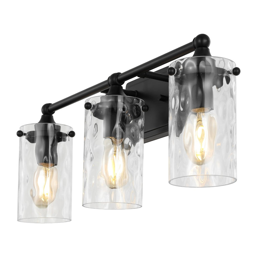 Safavieh JOHARI, 3-Light Wall Sconce, 23.5-Inch Elegant Iron and Glass Design for Stylish Home Illumination Black SCN4129B