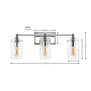 Safavieh JOHARI, 3-Light Wall Sconce, 23.5-Inch Elegant Iron and Glass Design for Stylish Home Illumination Chrome SCN4129C