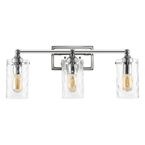 Safavieh JOHARI, 3-Light Wall Sconce, 23.5-Inch Elegant Iron and Glass Design for Stylish Home Illumination Chrome SCN4129C