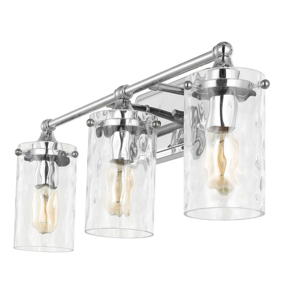 Safavieh JOHARI, 3-Light Wall Sconce, 23.5-Inch Elegant Iron and Glass Design for Stylish Home Illumination Chrome SCN4129C
