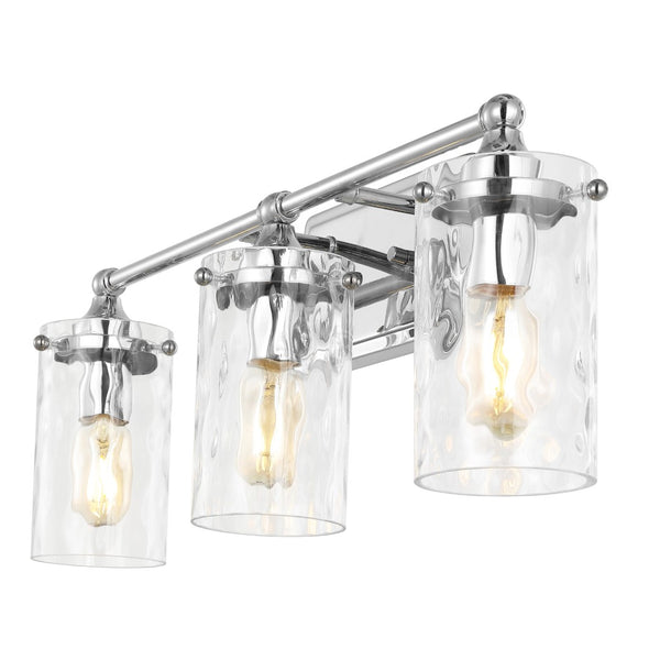 Safavieh JOHARI, 3-Light Wall Sconce, 23.5-Inch Elegant Iron and Glass Design for Stylish Home Illumination Chrome SCN4129C