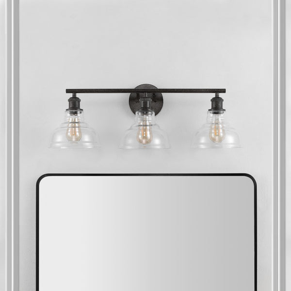 Safavieh Calyna, 3 Light, 28 Inch, Black, Iron/Glass Wall Sconce SCN4130B