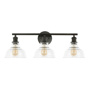 Safavieh CALYNA, 3-Light Wall Sconce for Modern Interiors, Industrial Design with Clear Glass Shades, 27.25" Wide Black SCN4130B