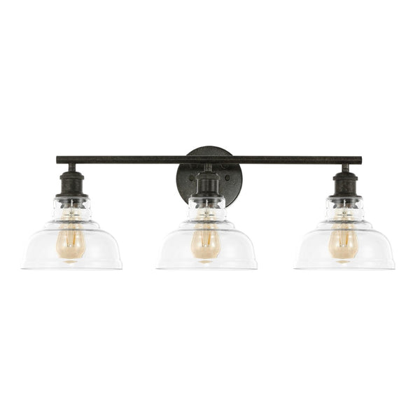 Safavieh CALYNA, 3-Light Wall Sconce for Modern Interiors, Industrial Design with Clear Glass Shades, 27.25" Wide Black SCN4130B