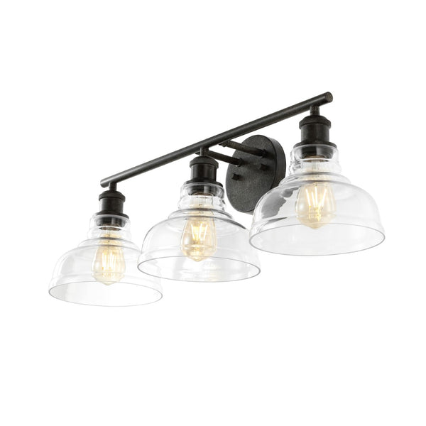 Safavieh Calyna, 3 Light, 28 Inch, Black, Iron/Glass Wall Sconce SCN4130B