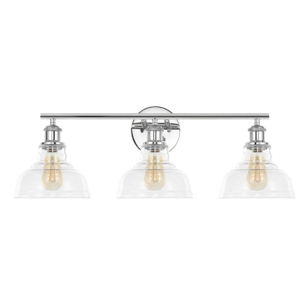 Safavieh CALYNA, 3-Light Wall Sconce for Modern Interiors, Industrial Design with Clear Glass Shades, 27.25" Wide Chrome SCN4130C