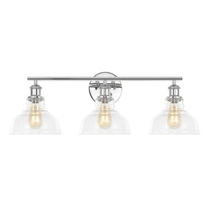 Safavieh CALYNA, 3-Light Wall Sconce for Modern Interiors, Industrial Design with Clear Glass Shades, 27.25" Wide Chrome SCN4130C