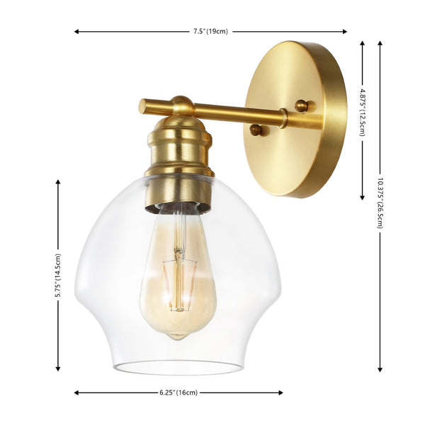 Safavieh SOLYNN, Elegant Set of 2 Modern Wall Sconces for Refined Accent Lighting in Any Interior Space Gold / Clear SCN4131A-SET2