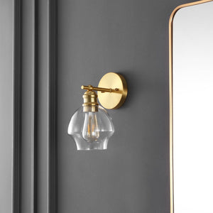Safavieh SOLYNN, Elegant Set of 2 Modern Wall Sconces for Refined Accent Lighting in Any Interior Space Gold / Clear SCN4131A-SET2
