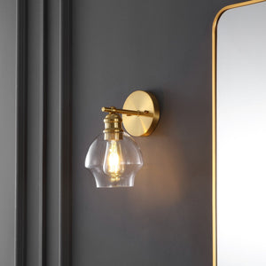 Safavieh SOLYNN, Elegant Set of 2 Modern Wall Sconces for Refined Accent Lighting in Any Interior Space Gold / Clear SCN4131A-SET2