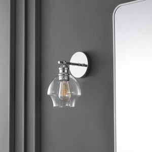 Safavieh SOLYNN, Elegant Set of 2 Modern Wall Sconces for Refined Accent Lighting in Any Interior Space Chrome / Clear SCN4131B-SET2