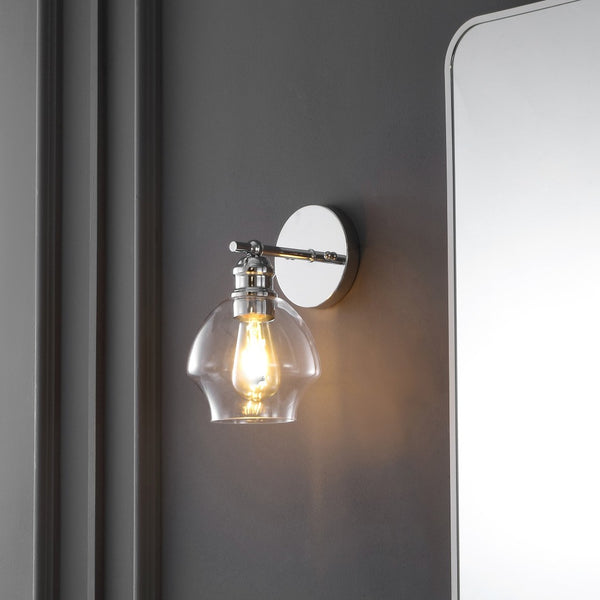 Safavieh SOLYNN, Elegant Set of 2 Modern Wall Sconces for Refined Accent Lighting in Any Interior Space Chrome / Clear SCN4131B-SET2