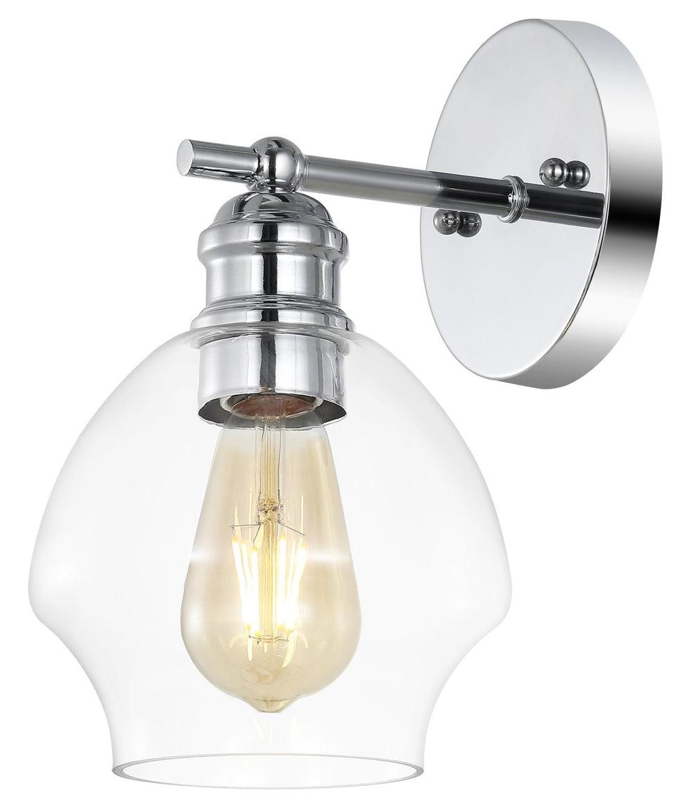Safavieh SOLYNN, Elegant Set of 2 Modern Wall Sconces for Refined Accent Lighting in Any Interior Space Chrome / Clear SCN4131B-SET2