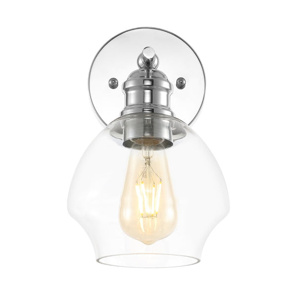 Safavieh SOLYNN, Elegant Set of 2 Modern Wall Sconces for Refined Accent Lighting in Any Interior Space Chrome / Clear SCN4131B-SET2
