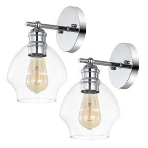 Safavieh SOLYNN, Elegant Set of 2 Modern Wall Sconces for Refined Accent Lighting in Any Interior Space Chrome / Clear SCN4131B-SET2