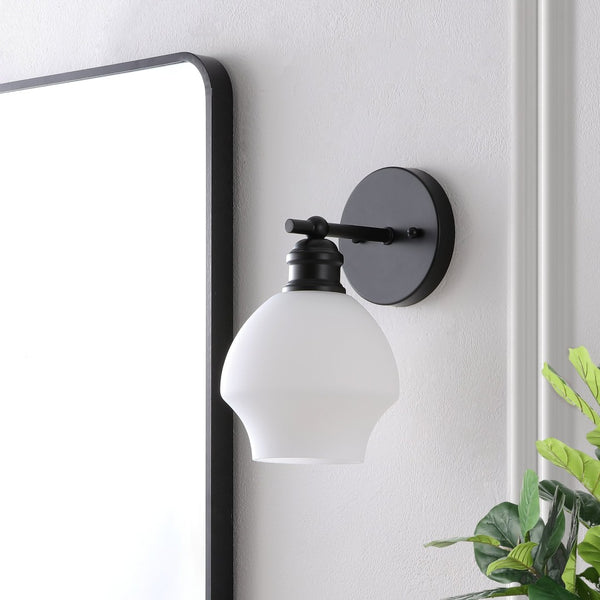 Safavieh SOLYNN, Elegant Set of 2 Modern Wall Sconces for Refined Accent Lighting in Any Interior Space Black / White SCN4131C-SET2