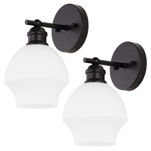Safavieh SOLYNN, Elegant Set of 2 Modern Wall Sconces for Refined Accent Lighting in Any Interior Space Black / White SCN4131C-SET2