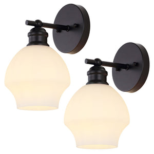 Safavieh SOLYNN, Elegant Set of 2 Modern Wall Sconces for Refined Accent Lighting in Any Interior Space Black / White SCN4131C-SET2