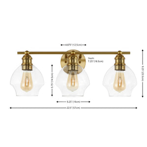 Safavieh MYLSA, Modern Three-Light Wall Sconce for Stylish Illumination in Living Spaces and Hallways Gold / Clear SCN4132A