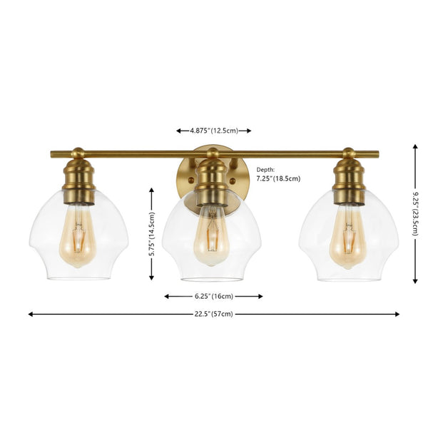 Safavieh MYLSA, Modern Three-Light Wall Sconce for Stylish Illumination in Living Spaces and Hallways Gold / Clear SCN4132A