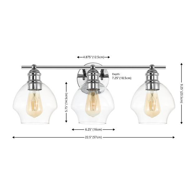 Safavieh MYLSA, Modern Three-Light Wall Sconce for Stylish Illumination in Living Spaces and Hallways Chrome / Clear SCN4132B