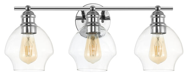 Safavieh MYLSA, Modern Three-Light Wall Sconce for Stylish Illumination in Living Spaces and Hallways Chrome / Clear SCN4132B