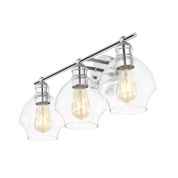 Safavieh MYLSA, Modern Three-Light Wall Sconce for Stylish Illumination in Living Spaces and Hallways Chrome / Clear SCN4132B