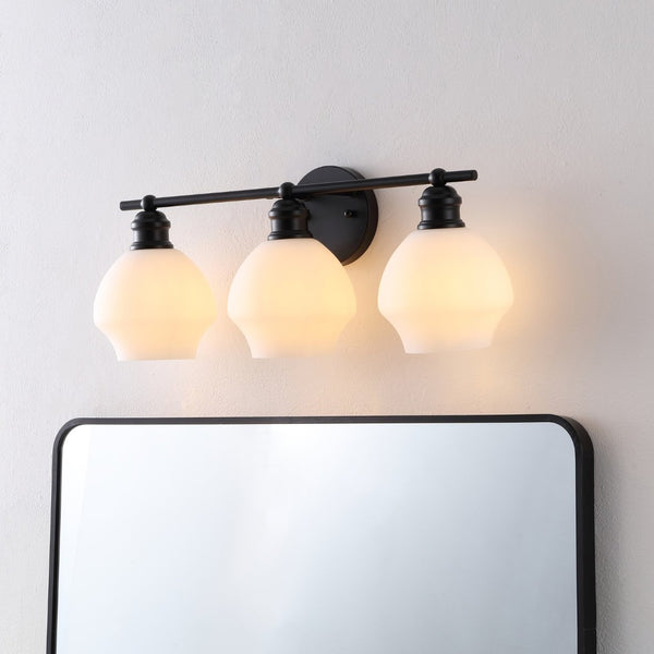 Safavieh MYLSA, Modern Three-Light Wall Sconce for Stylish Illumination in Living Spaces and Hallways Black / White SCN4132C