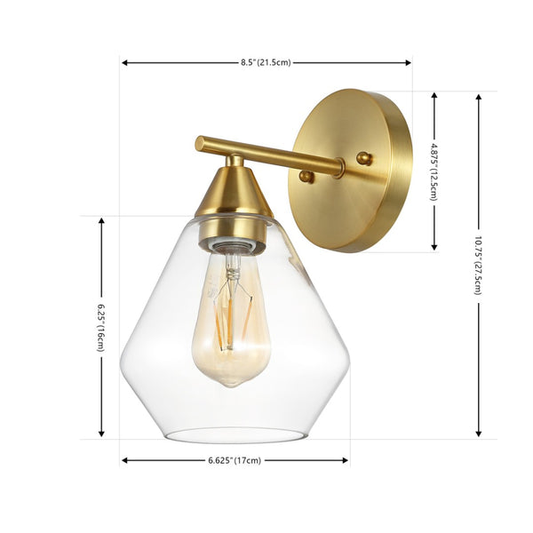 Safavieh LYONA, Elegant Iron and Glass Wall Sconce Set of 2 for Modern Home Décor and Ambient Lighting Gold / Clear SCN4133A-SET2