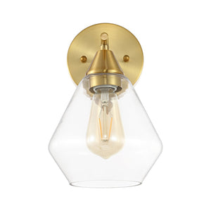 Safavieh LYONA, Elegant Iron and Glass Wall Sconce Set of 2 for Modern Home Décor and Ambient Lighting Gold / Clear SCN4133A-SET2