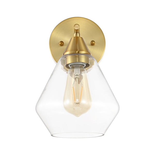 Safavieh LYONA, Elegant Iron and Glass Wall Sconce Set of 2 for Modern Home Décor and Ambient Lighting Gold / Clear SCN4133A-SET2