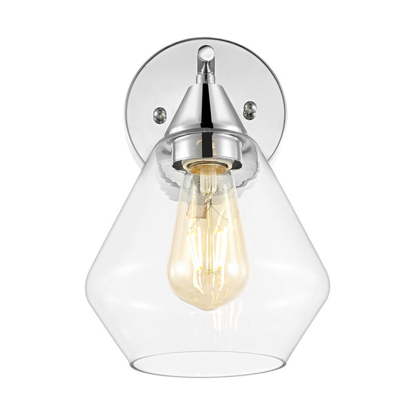 Safavieh Lyona, 8.5 Inch, Chrome/Clear, Iron/Glass Wall Sconce Set Of 2  - Set of 2 XII23 Chrome / Clear Metal SCN4133B-SET2